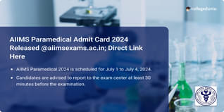 AIIMS Paramedical Admit Card 2024 Released @aiimsexams.ac.in; Direct Link Here